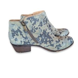 LUCKY BRAND Booties Barstyn Camouflage Suede Ankle Block Heel Green Size 7.5